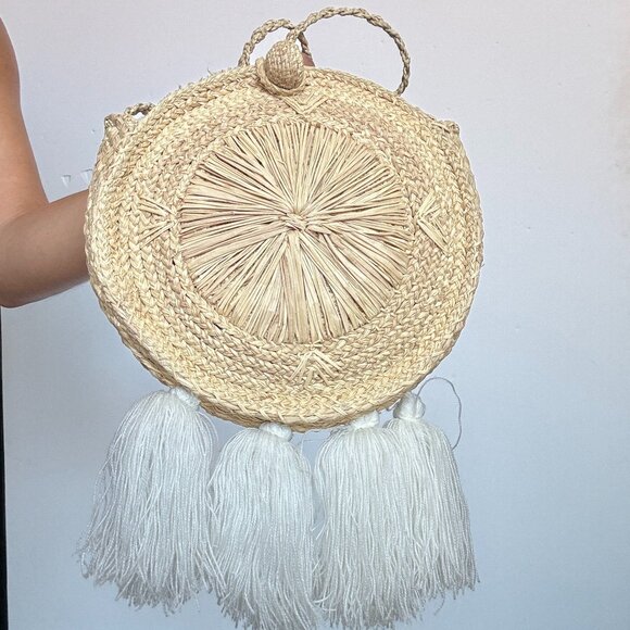 Summer Straw Crossbody Bag With Tassels - Picture 6 of 6